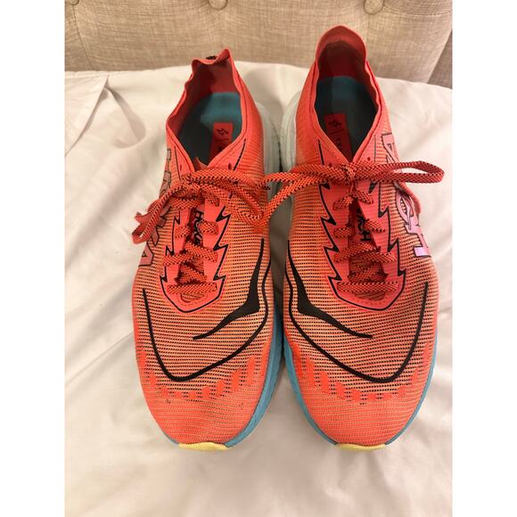 Men’s Hoka Mach X 2 running shoes Grapefruit/Electric Coral Size 10 - Picture 2 of 7